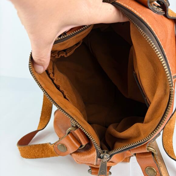 Patricia Nash tan brown leather Slouchy Satchel Hobo shoulder bag purse Boho - Picture 6 of 13